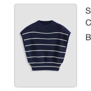 Cider Navy and White Striped Crew Neck Sweater